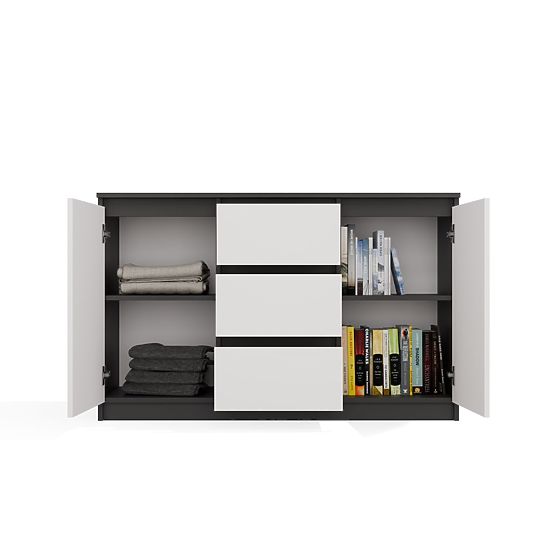 Malwa 2D3S Sideboard ANTHRACITE WHITE
