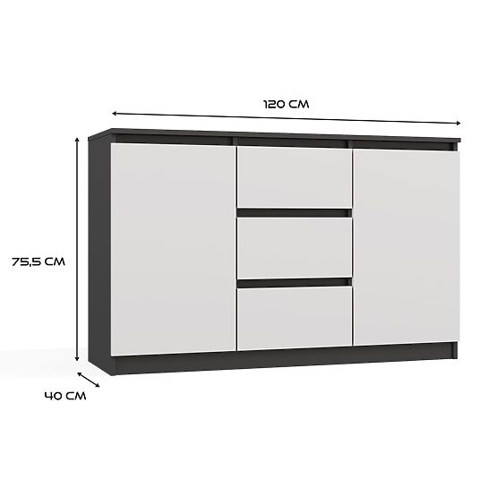 Malwa 2D3S Sideboard ANTHRACITE WHITE