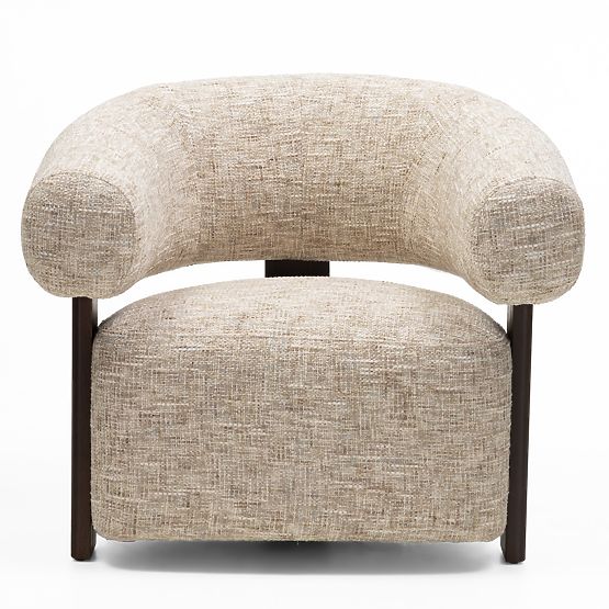Maribel Relaxation Chair Beige-Grey/Walnut, Rounded Shape