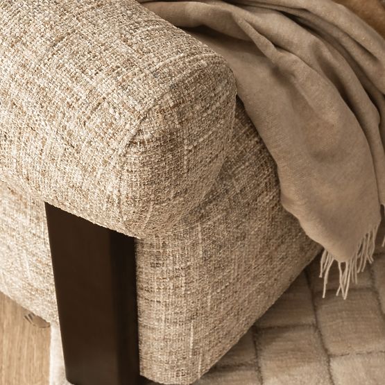 Maribel Relaxation Chair Beige-Grey/Walnut, Rounded Shape