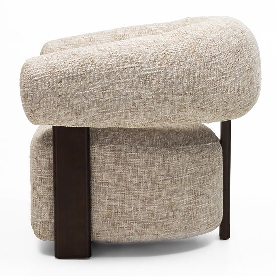 Maribel Relaxation Chair Beige-Grey/Walnut, Rounded Shape