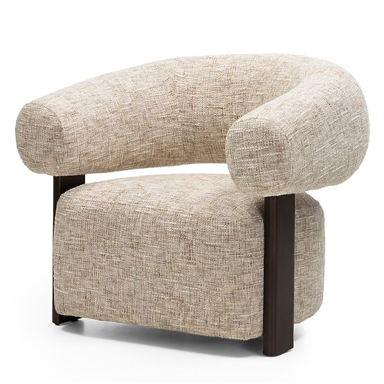 Maribel Relaxation Chair Beige-Grey/Walnut, Rounded Shape