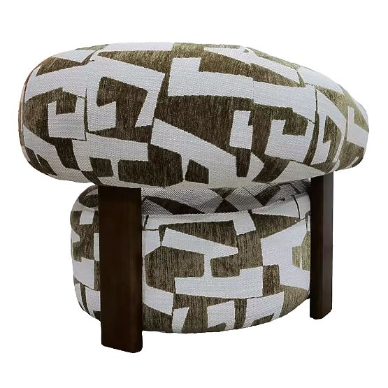 Maribel Relaxation Chair Olive-Cream/Walnut, Rounded Shapes