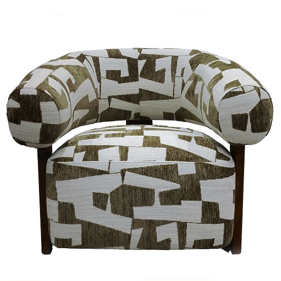 Maribel Relaxation Chair Olive-Cream/Walnut, Rounded Shapes