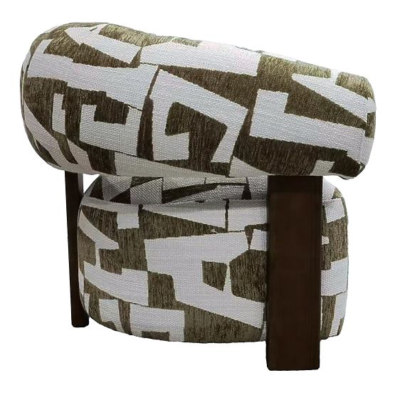 Maribel Relaxation Chair Olive-Cream/Walnut, Rounded Shapes