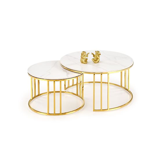 MERCURY 3 set of 2 benches, color: white marble / gold (2p=1pc)