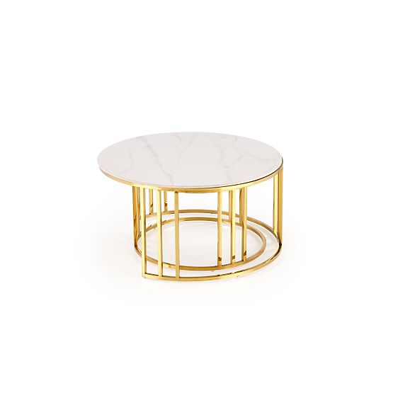 MERCURY 3 set of 2 benches, color: white marble / gold (2p=1pc)