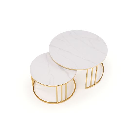 MERCURY 3 set of 2 benches, color: white marble / gold (2p=1pc)