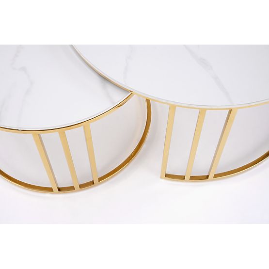 MERCURY 3 set of 2 benches, color: white marble / gold (2p=1pc)