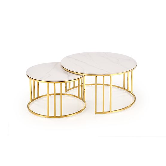 MERCURY 3 set of 2 benches, color: white marble / gold (2p=1pc)