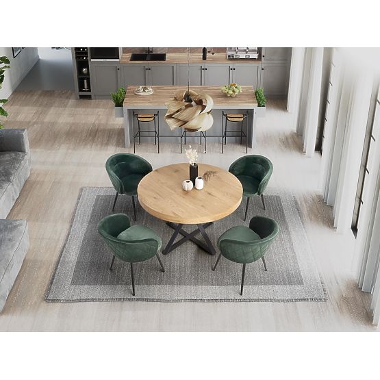 MERCY extendable table, top - golden oak, legs - black (2p=1pc)