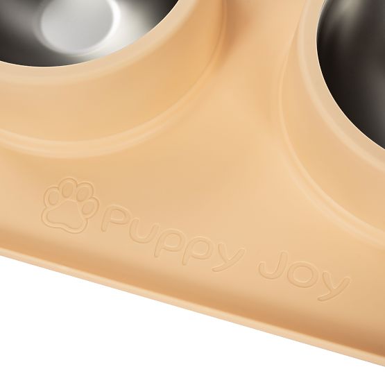 Metal Bowls for Dog or Cat with Non-Slip Mat Beige PJ-089