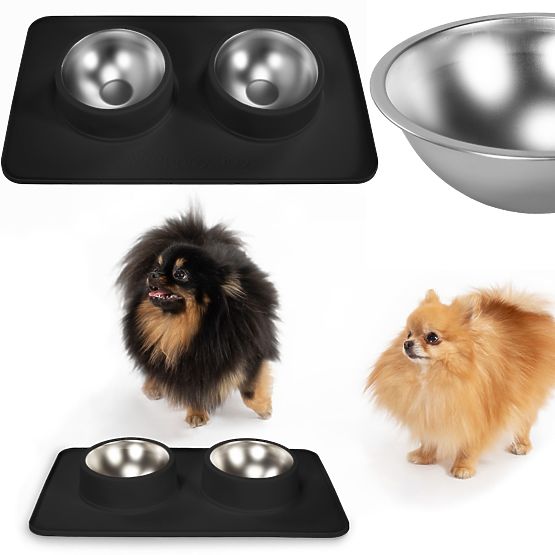 Metal Bowls for Dogs or Cats with Non-Slip Mat Black PJ-086