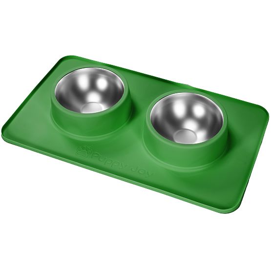 Metal Bowls for Dogs or Cats with Non-Slip Mat Green PJ-087