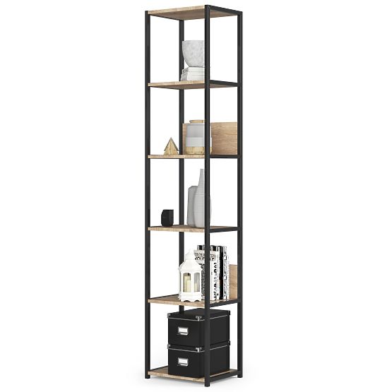 Metal Loft Shelf 40 cm - Black-Sonoma Oak - 6 Shelves