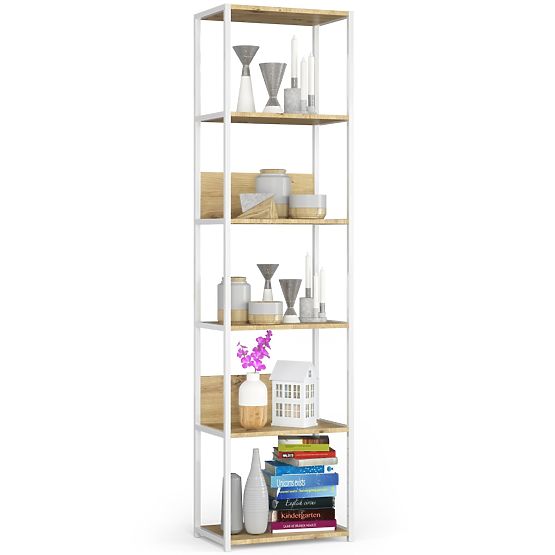 Metal Loft Shelf 50 cm - White-Oak Artisan - 6 Shelves