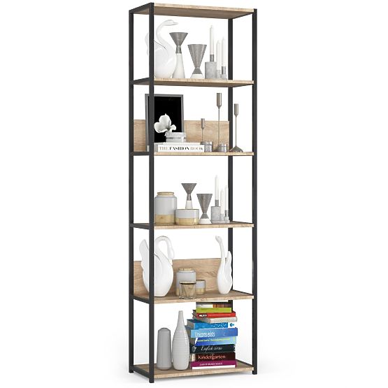 Metal Loft Shelf 60 cm - Black-Sonoma Oak - 6 Shelves