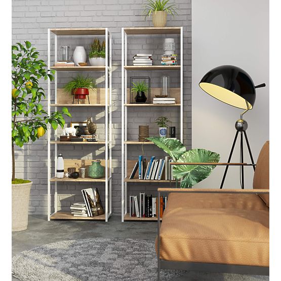 METAL LOFT SHELF 600 WHITE/SONOMA OAK