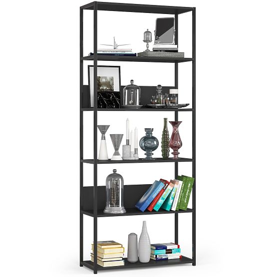 Metal Loft Shelf 80 cm - Black-Black - 6 Shelves