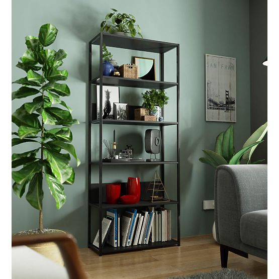 Metal Loft Shelf 80 cm - Black-Black - 6 Shelves