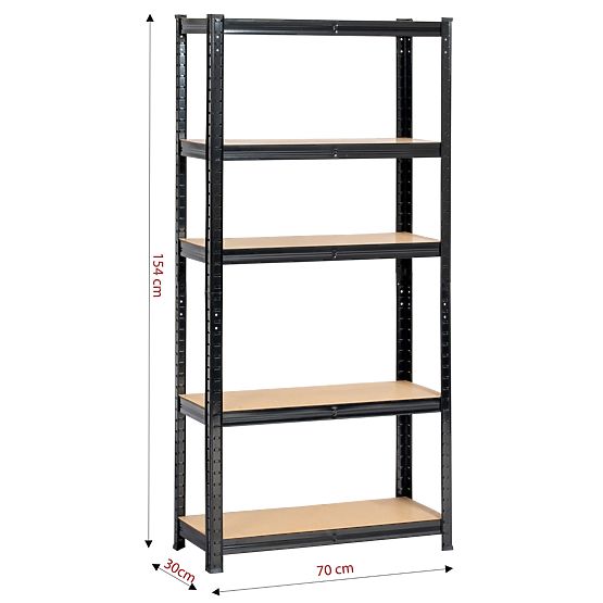 METAL SHELF 70x30x154 BLACK