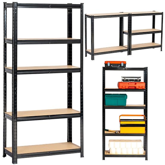 METAL SHELF 70x30x154 BLACK
