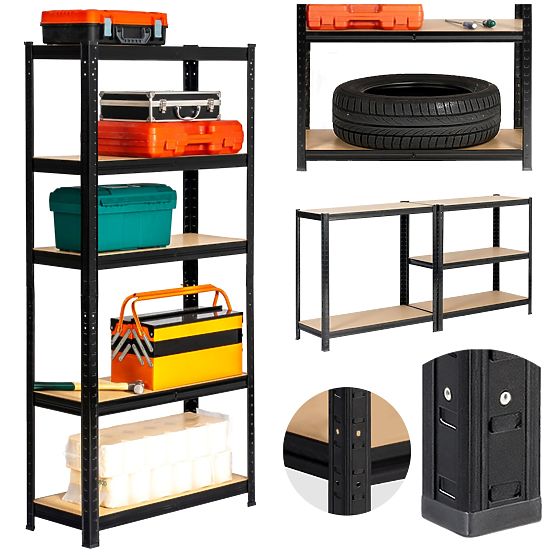 METAL SHELF 70x30x154 BLACK