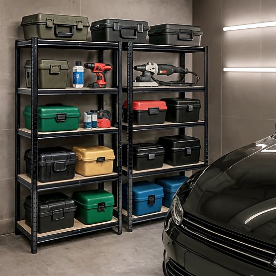 METAL SHELF 70x30x154 BLACK