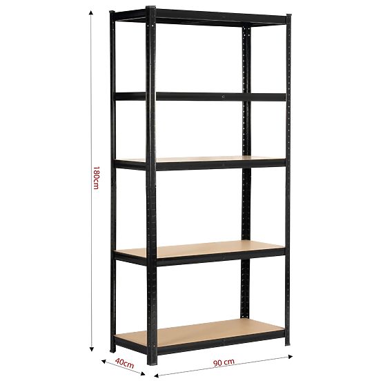 METAL SHELF 90x40x180 BLACK