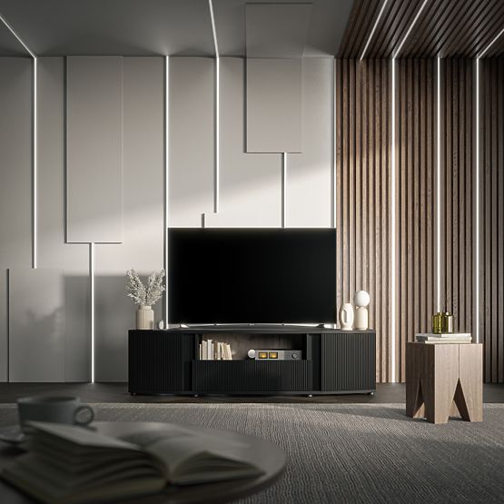 MICHELLE Black/Viking Oak TV Cabinet