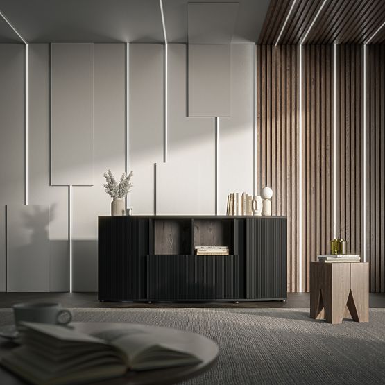 MICHELLE Sideboard black/Viking oak