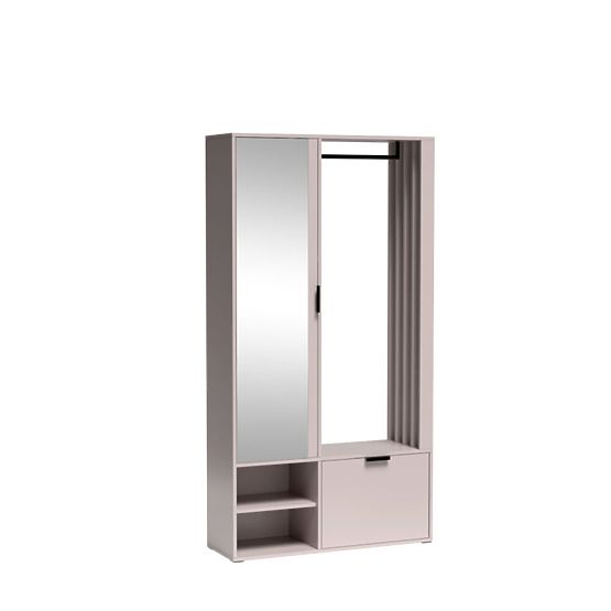 MILO UNI Wardrobe with Mirror, Strips, Doors, and Flap
