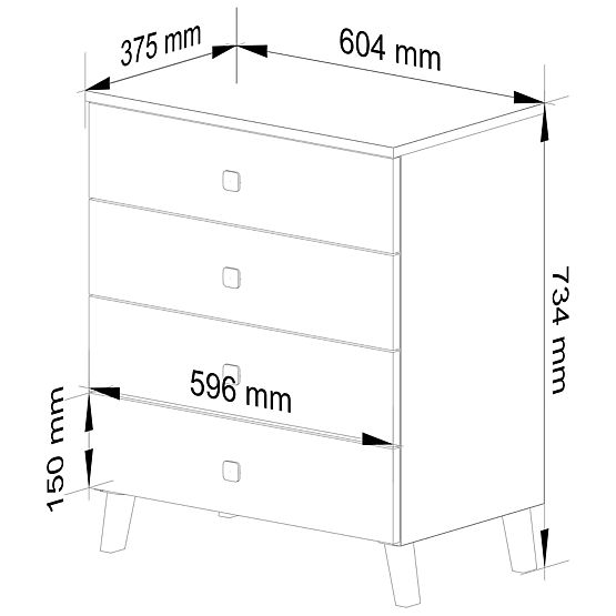 MOBI K-04 WHITE BLACK CHEST OF DRAWERS