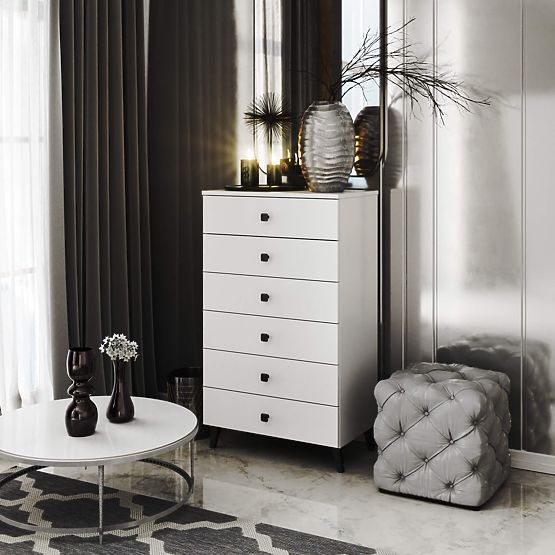 MOBI K-06 WHITE BLACK CHEST OF DRAWERS