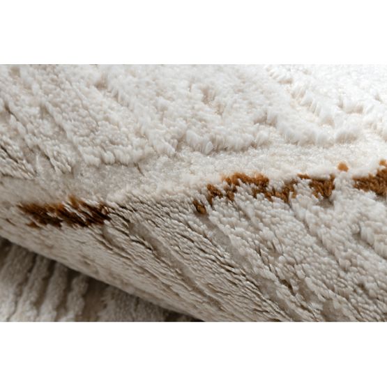 Modern Carpet DUKE 51557 Cream / Gold - Geometric, Textured, Very Soft, Fringes