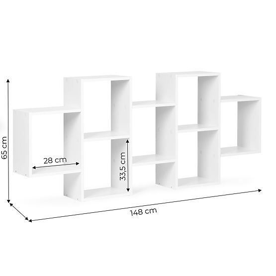 Modern Hanging Shelf with 8 Shelves White