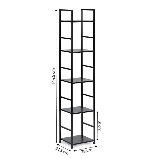 Modern Wooden Shelf with Metal Frame LOFT 5 Shelves