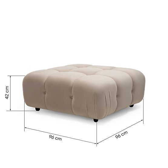 Modular Ottoman Fluf Big 96 cm Light Beige, Velvet