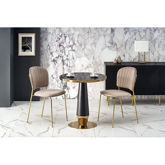 MOLINA Round Table, Black Marble / Black / Gold (2p=1pc)