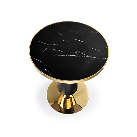 MOLINA Round Table, Black Marble / Black / Gold (2p=1pc)