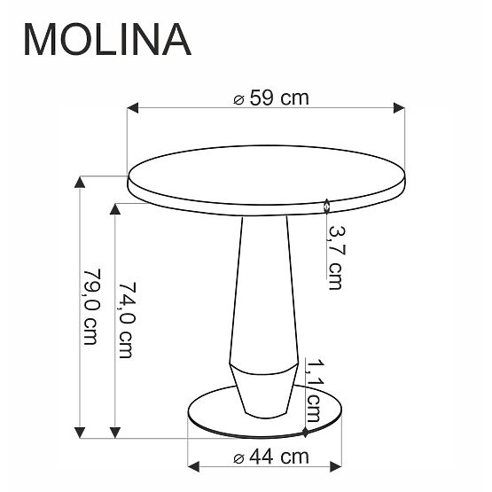 MOLINA Round Table, Black Marble / Black / Gold (2p=1pc)