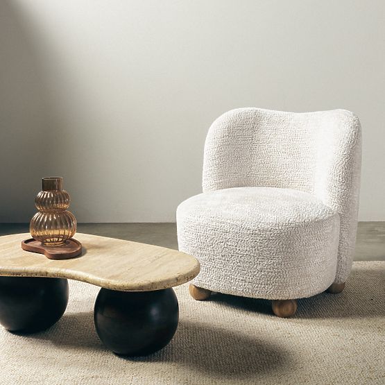 Monroe Relaxation Chair Beige/Natural, Rounded Shapes, Ball Legs