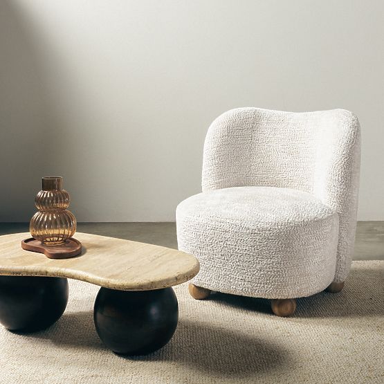 Monroe Relaxation Chair Beige/Natural, Rounded Shapes, Ball Legs