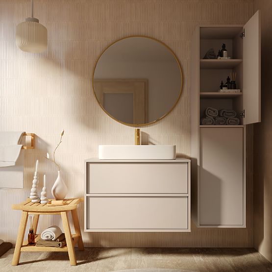 Mossy Vanity Cabinet for Countertop Sink, 80 cm, Cashmere