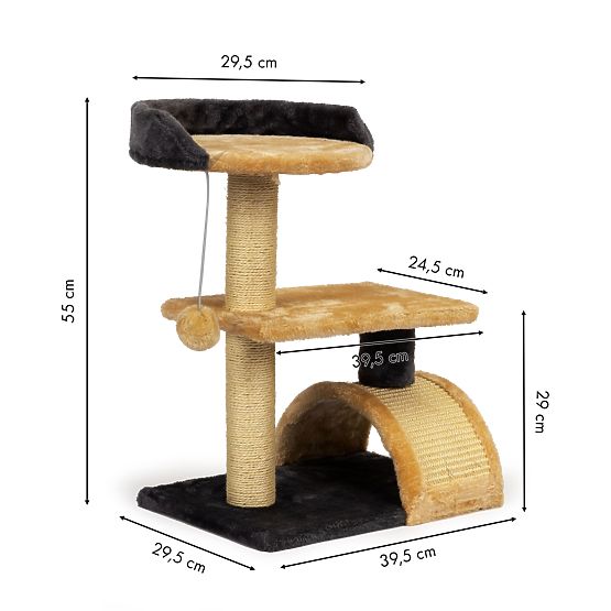 Multi-Level Cat Scratching Post with Bed and Hanging Toy