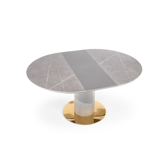 MUSCAT extendable table top - grey marble, leg - light grey / gold (3p=1pc)
