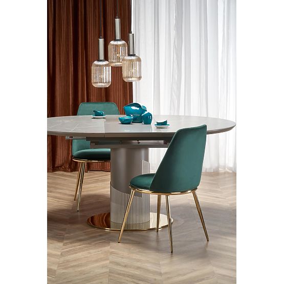 MUSCAT extendable table top - grey marble, leg - light grey / gold (3p=1pc)