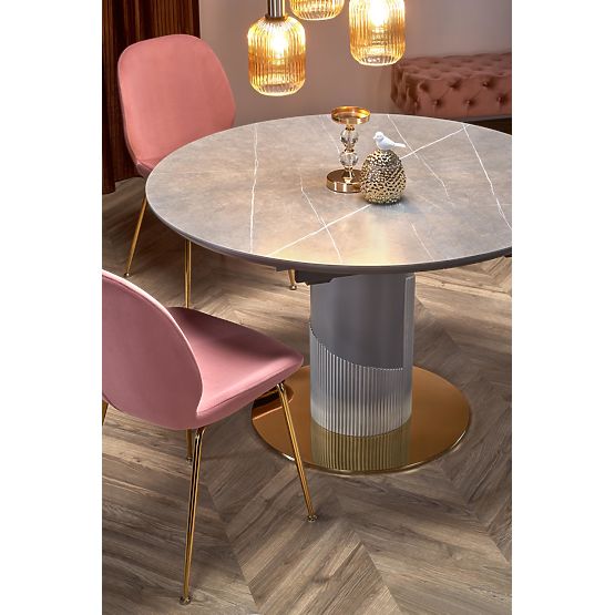 MUSCAT extendable table top - grey marble, leg - light grey / gold (3p=1pc)