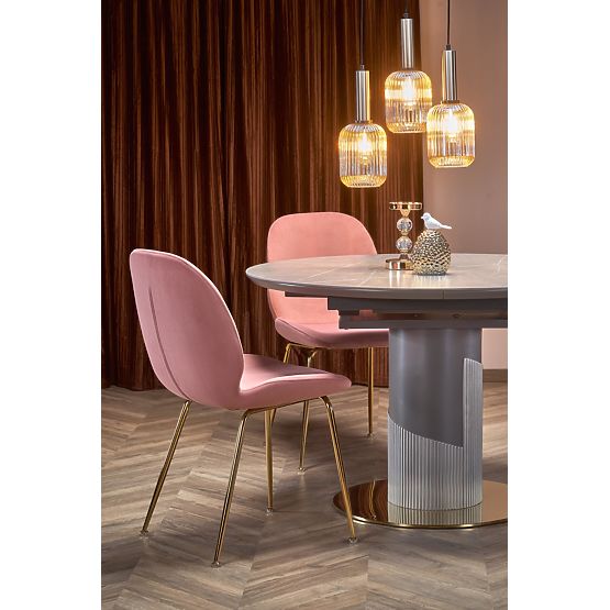 MUSCAT extendable table top - grey marble, leg - light grey / gold (3p=1pc)