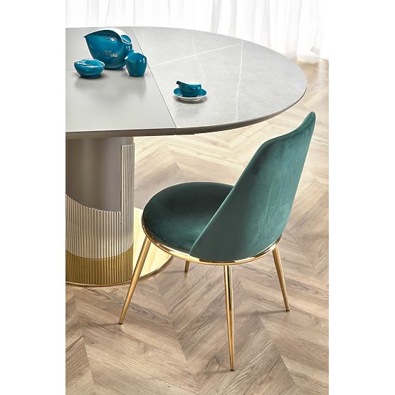 MUSCAT extendable table top - grey marble, leg - light grey / gold (3p=1pc)